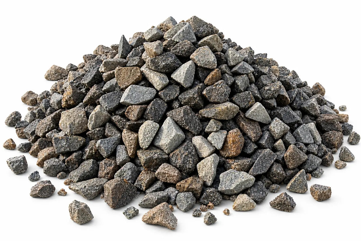 Pile of 14mm blue metal aggregate for concrete and drainage